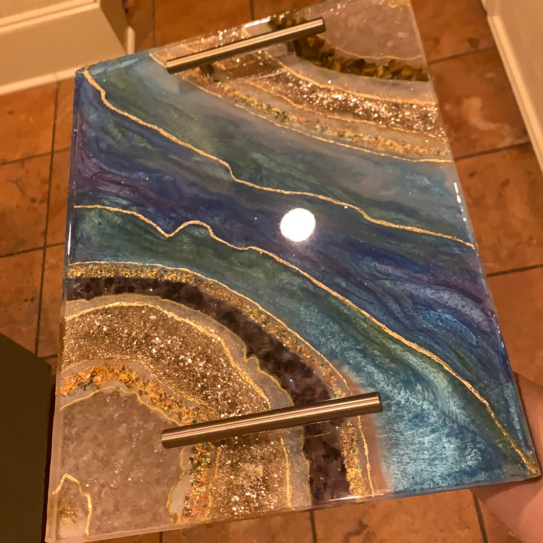 Large resin serving tray